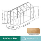 Windproof Greenhouse with Raised Base - Polycarbonate Panels - Black