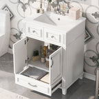 Bathroom Vanity with Sink and Storage Cabinet - White, Blue, or Dark Green
