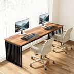 Double Computer Desk for 2 Person with Extra Long Workstation - Dark Gray or Light Brown