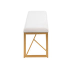 Glam Upholstered Bench with Geometric Metal Frame - White or Gray
