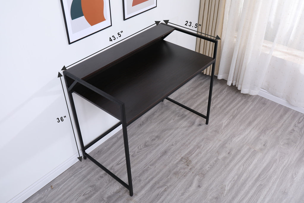 Black Modern Console Table with Wood & Metal Construction - 43.5" W