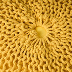 Knitted Cotton Round Pouf Ottoman with Polystyrene Fill - Blue, Dark Red, Yellow