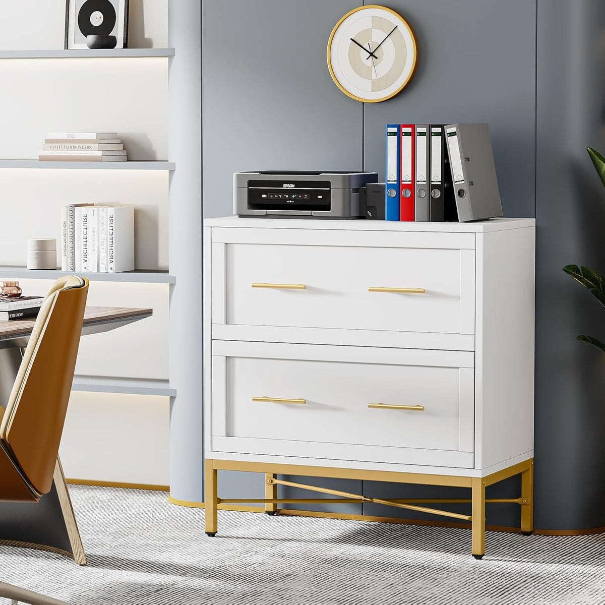 White 2 Drawer Lateral File Cabinet with Anti Tilt Safety