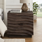 Solid Wood Nightstands with 2 Drawers - Modern Handleless Design - Brown