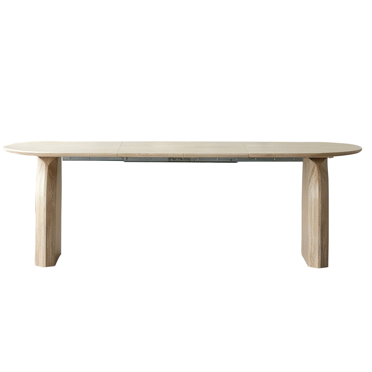 Oval Extendable Dining Table with Dual Pillar Design - Off White