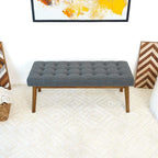 Modern Bench with Velvet Upholstery - Gray