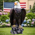 Large Standing Bald Eagle Garden Statue with Hand-Painted Detail - Brown