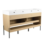 Modern Bathroom Vanity Combo with Single Resin Sink and Storage Cabinet - Light Brown