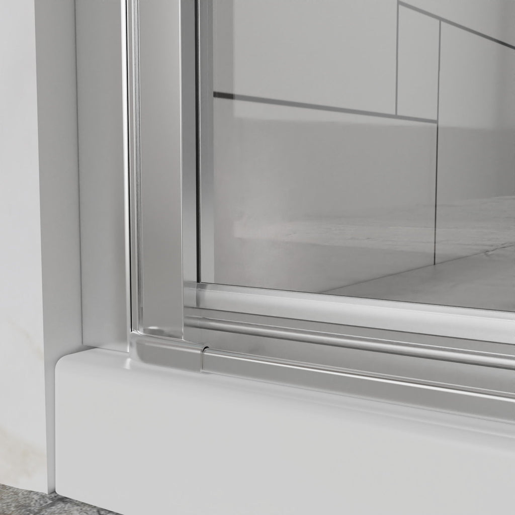 Frameless Bi Fold Shower Doors with Tempered Glass - Chrome