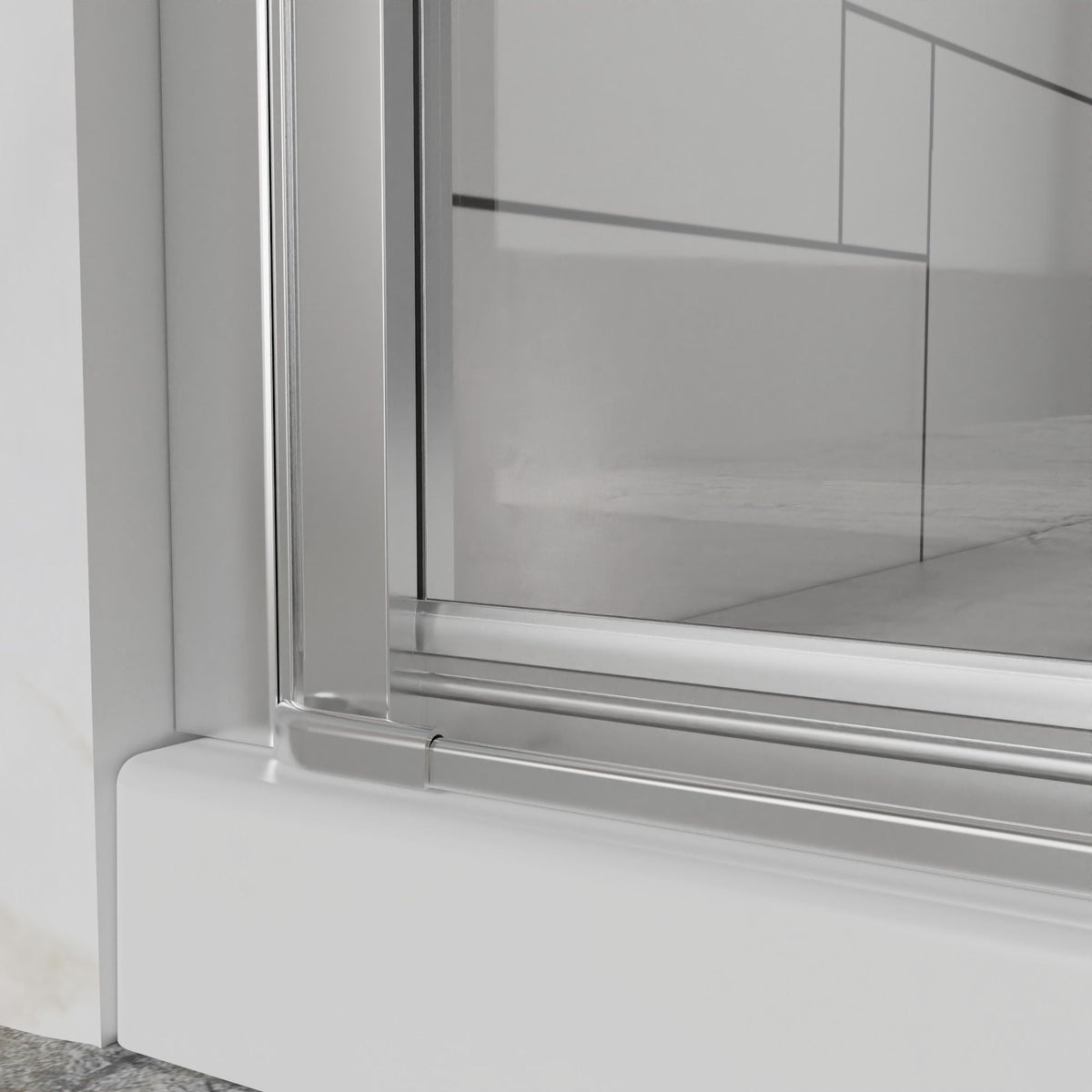 Frameless Bi Fold Shower Doors with Tempered Glass - Chrome