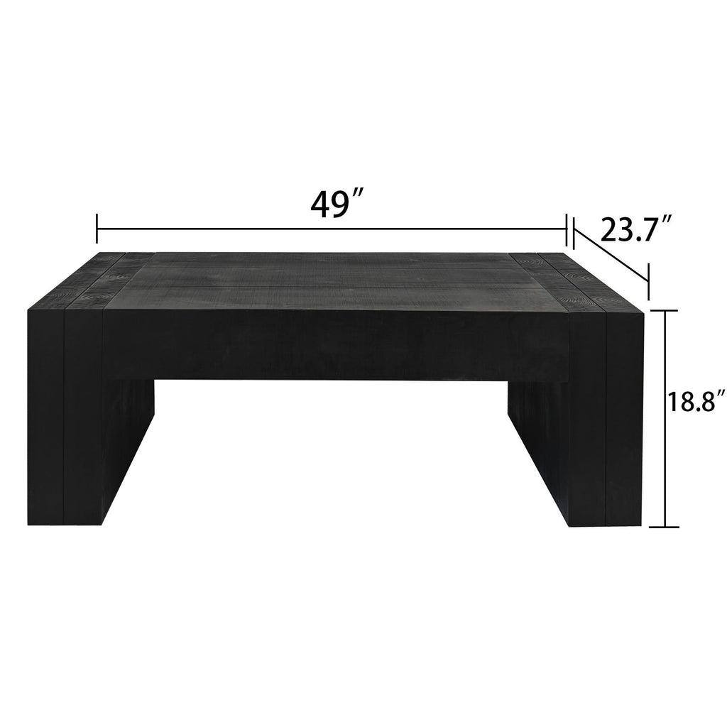 Minimalist Rectangular Center Table for Living Room with Wood Construction - Light Brown or Black