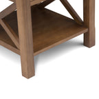 Medium Saddle Brown Solid Wood End Table with Drawer - Contemporary Style