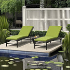 2 Piece Outdoor Chaise Lounge Chair Cushion Set With Pillow