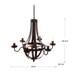 6 Light Metal Chandelier - Black