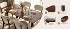 63-Inch Walnut-Finish Dining Set with 4 Upholstered Chairs