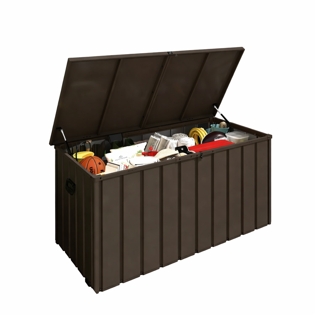 200 Gallon Metal Deck Box with Lockable Lid - Dark Gray or Brown