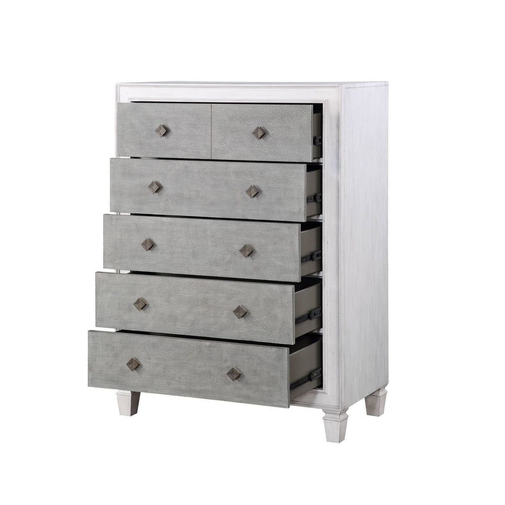 Katia Weathered Chest White Transitional Accent Chest with Smooth Drawer Operation - White