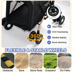 Double Pet Stroller for Small and Medium Dogs and Cats with Foldable Frame - Carbon-Steel