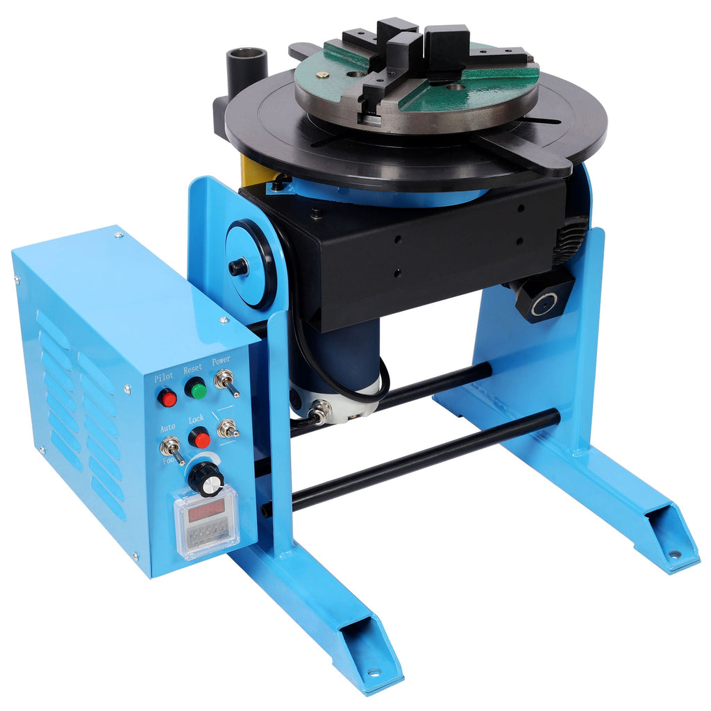 Heavy Duty Rotary Welding Positioner Turntable Table with Manual Tilt - Blue