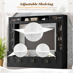 Wall Unit Entertainment Center with Glass Doors - White or Black