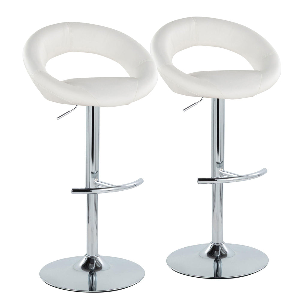 Contemporary Adjustable Barstool Set with Swivel and Rounded T Footrest - White or Black