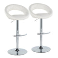 Contemporary Adjustable Barstool Set with Swivel and Rounded T Footrest - White or Black