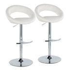 Contemporary Adjustable Barstool Set with Swivel and Rounded T Footrest - White or Black
