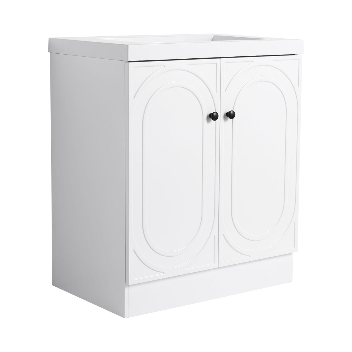 Contemporary Freestanding Bathroom Vanity with Resin Sink & Soft-Close Cabinet Doors - White, Dark Green, or Pearl