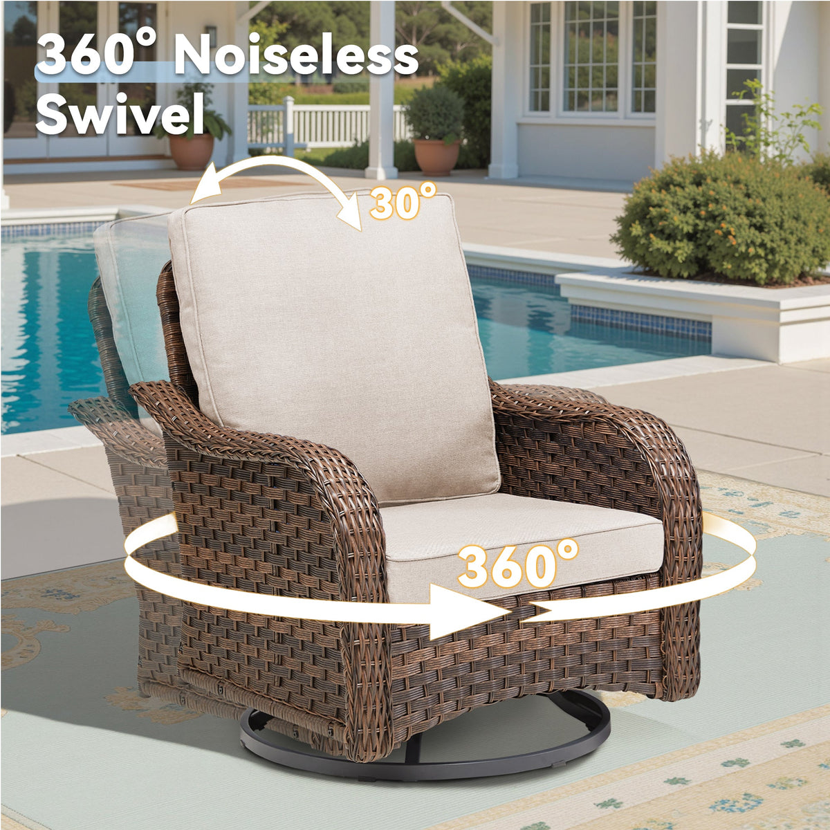 Patio Wicker Rocking Swivel Glider Rocker Chair Set of 2