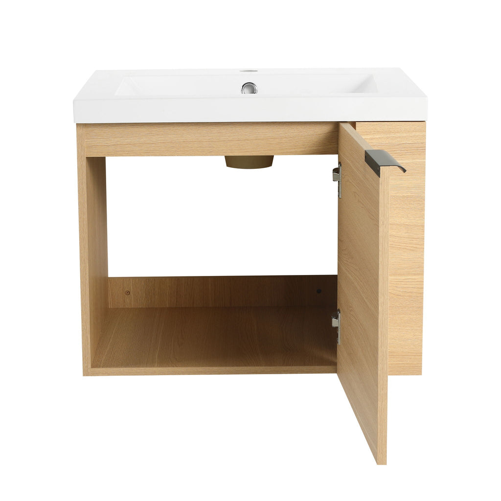 Modern Bathroom Vanity with Side Storage - Light Brown or White