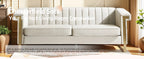 Modern Velvet Sofa with Gold Accents - Chesterfield Design - Black Velvet