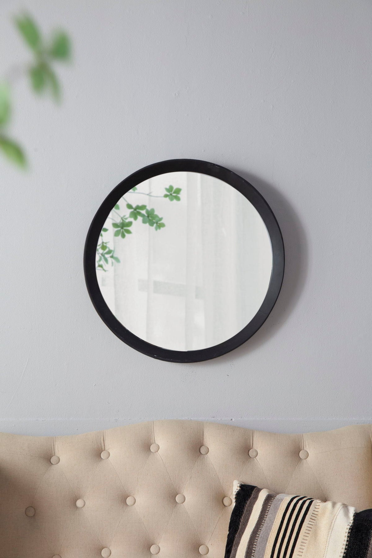Transitional Mango Wood Wall Mirror with Frame - Multiple Colors