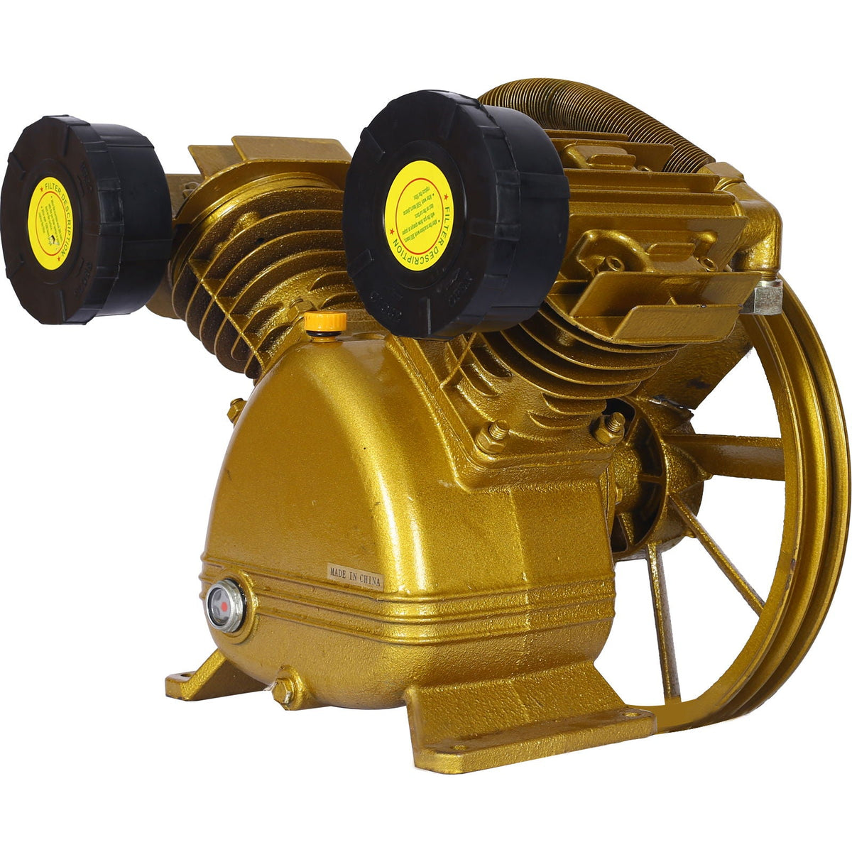 V Type Dual Cylinder Air Compressor Pump Head with 5.5HP, 21CFM - Golden