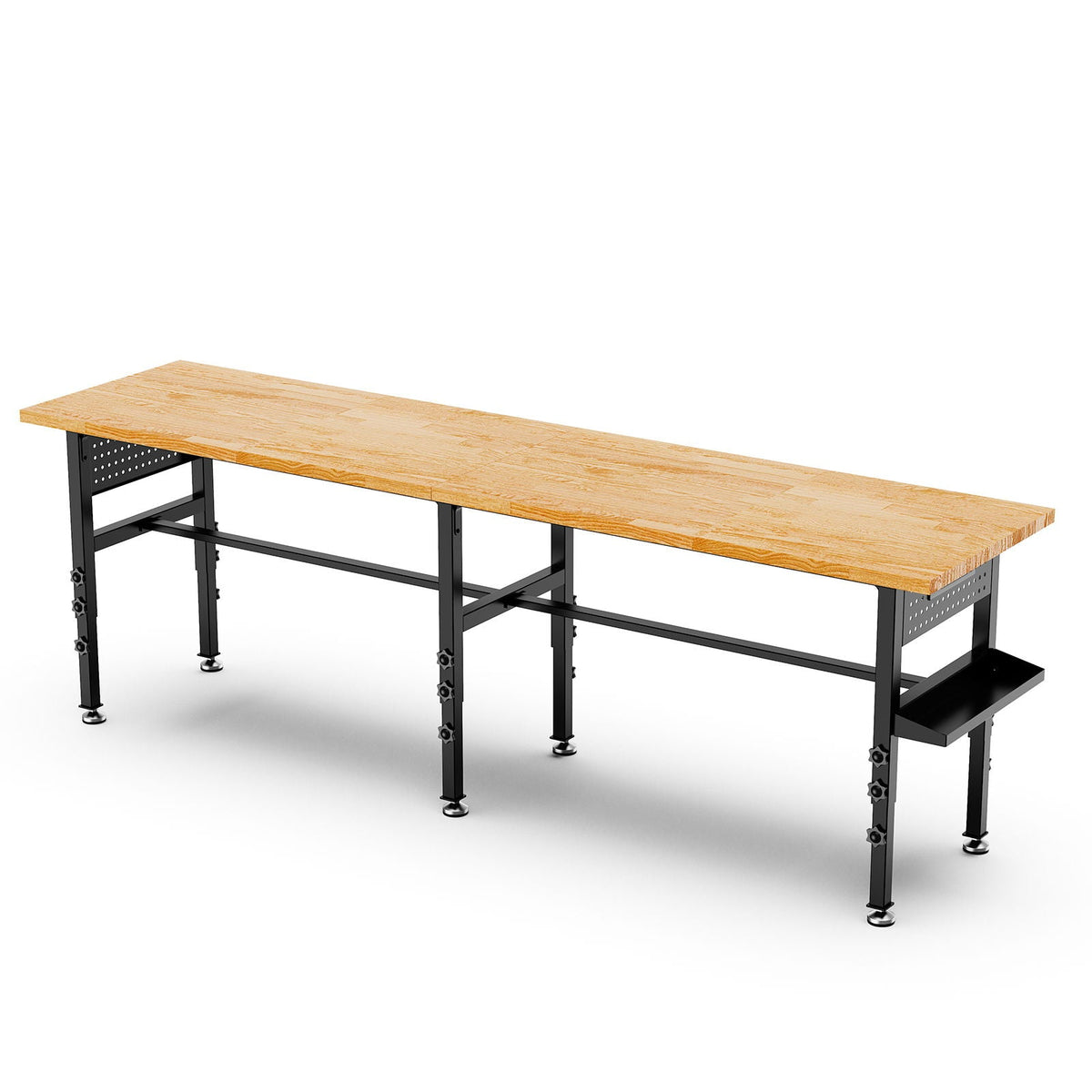 Adjustable Workbench with Pegboard and Power Outlet - Black