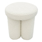 Ivory Accent Stool with Sherpa Upholstery - Wesley