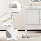 30" White Bathroom Vanity with Soft Close Doors and Ample Storage - White