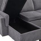 Convertible U-Shaped Sectional Sofa Bed with USB Ports and Storage – Black, Dark Gray, Blue