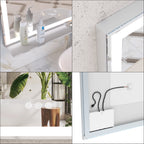 48x36 Inch LED Bathroom Vanity Mirror with Adjustable Lights - Aluminium