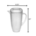 Diamond Cut Unbreakable Plastic Water Pitcher with Lid - Clear Acrylic