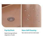 Stainless Steel Bathroom Sink with Pop Up Drain - Rose Gold 19" x 15"