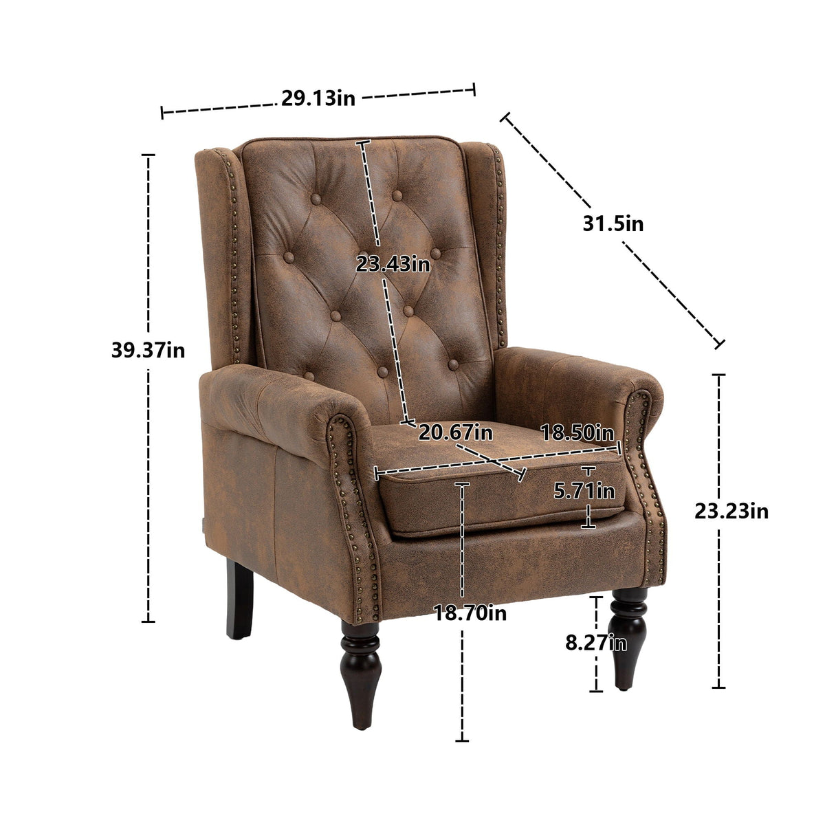 Modern Accent Armchair with Sturdy Wood Legs - Multiple Colors