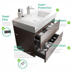Alice Wall-Mounted Bathroom Vanity with Integrated Sink - Black or White