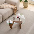 Modern Center Coffee Table with Tempered Glass Top - Light Brown, Black, Dark Brown