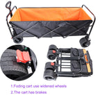 Large Capacity Folding Outdoor Wagon Cart with Extender - Black & Orange