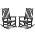 Grey Outdoor Rocking Chair Set of 2 with Oversized HDPE Frame - For Adults