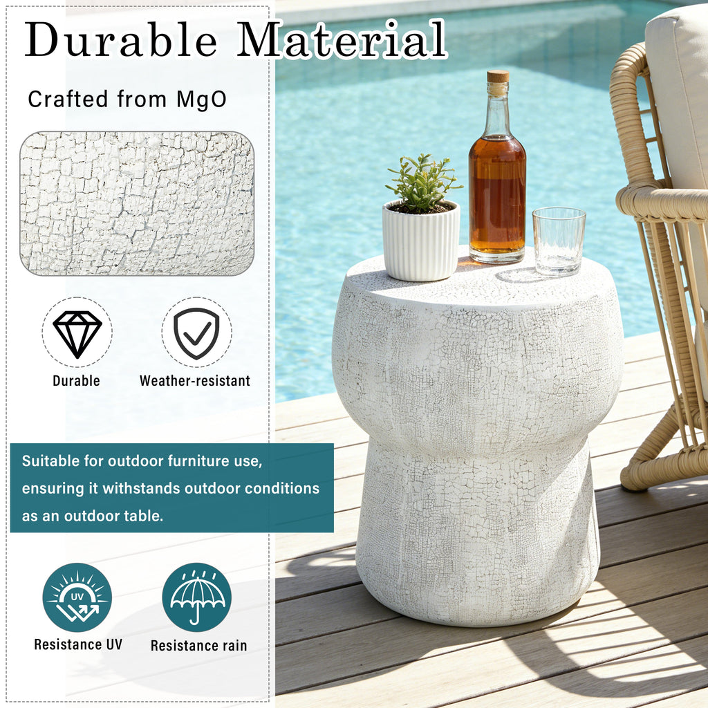 Outdoor Patio Accent Table with Crack Process - Magnesium Oxide Finish