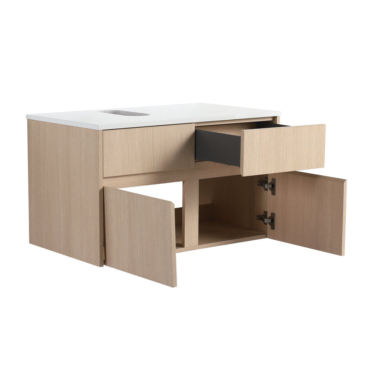 32-Inch Wall-Mounted Bathroom Vanity with Soft Close Doors - White Oak