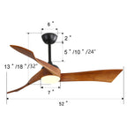 Black Ceiling Fan with Reversible DC Motor and Remote - 52"