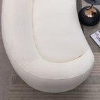 Curved 3 Seater Sofa for Living Room with Deep Seating - White
