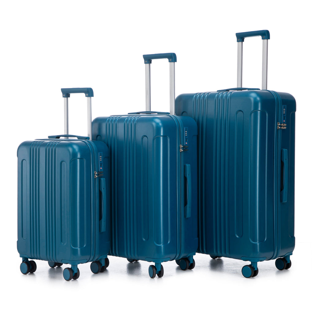 3-Piece ABS Spinner Wheel Luggage Set 20"/24"/28" Dark Blue